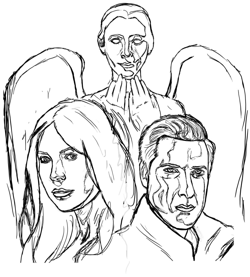 Karen Gillan, Arthur Darvill & Weeping Angel